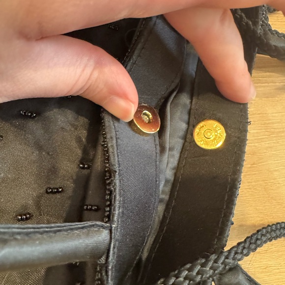 90s/Y2K Vintage Beaded Black Satin Purse Mini Handbag Shoulder Crossbody Glam - Picture 9 of 10